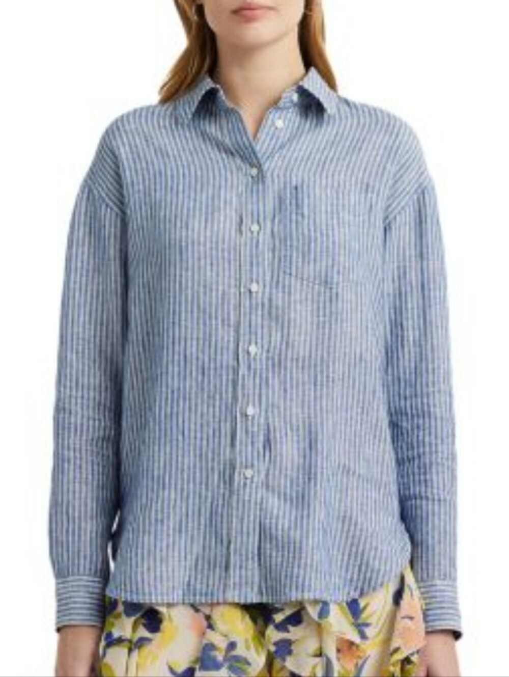 NWT Lauren Ralph Lauren Linen Stripe Button Down Shirt And Pants Set In Large